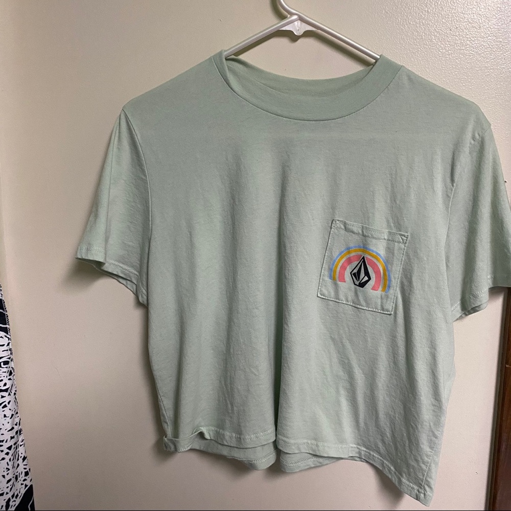 Volcom Brand Pastel Green Croptop Shirt
